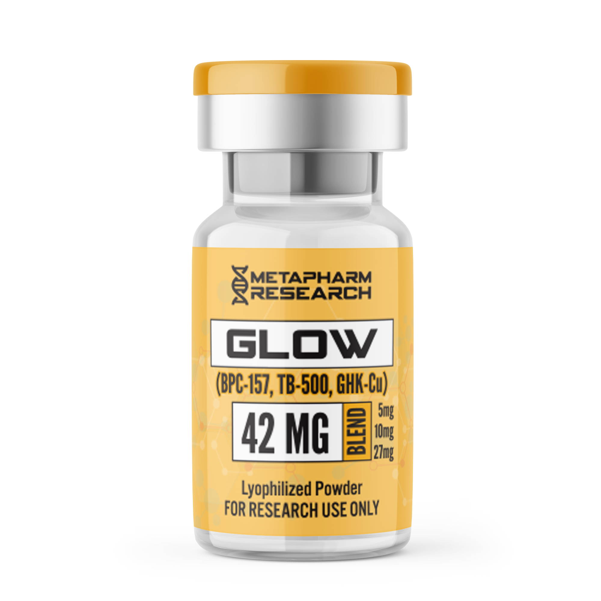 Glow blend (BPC-157 5mg, TB-500 10mg & GHK-Cu 27mg) MetaPharm Research Glow blend (BPC-157 5mg, TB-500 10mg & GHK-Cu 27mg) MetaPharm Research